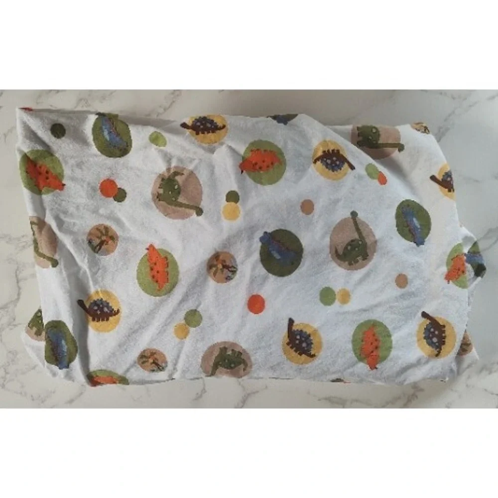 Lambs Ivy Baby Dino 100% Cotton Orange  Green Tan Dinosaur Fitted Crib Sheet